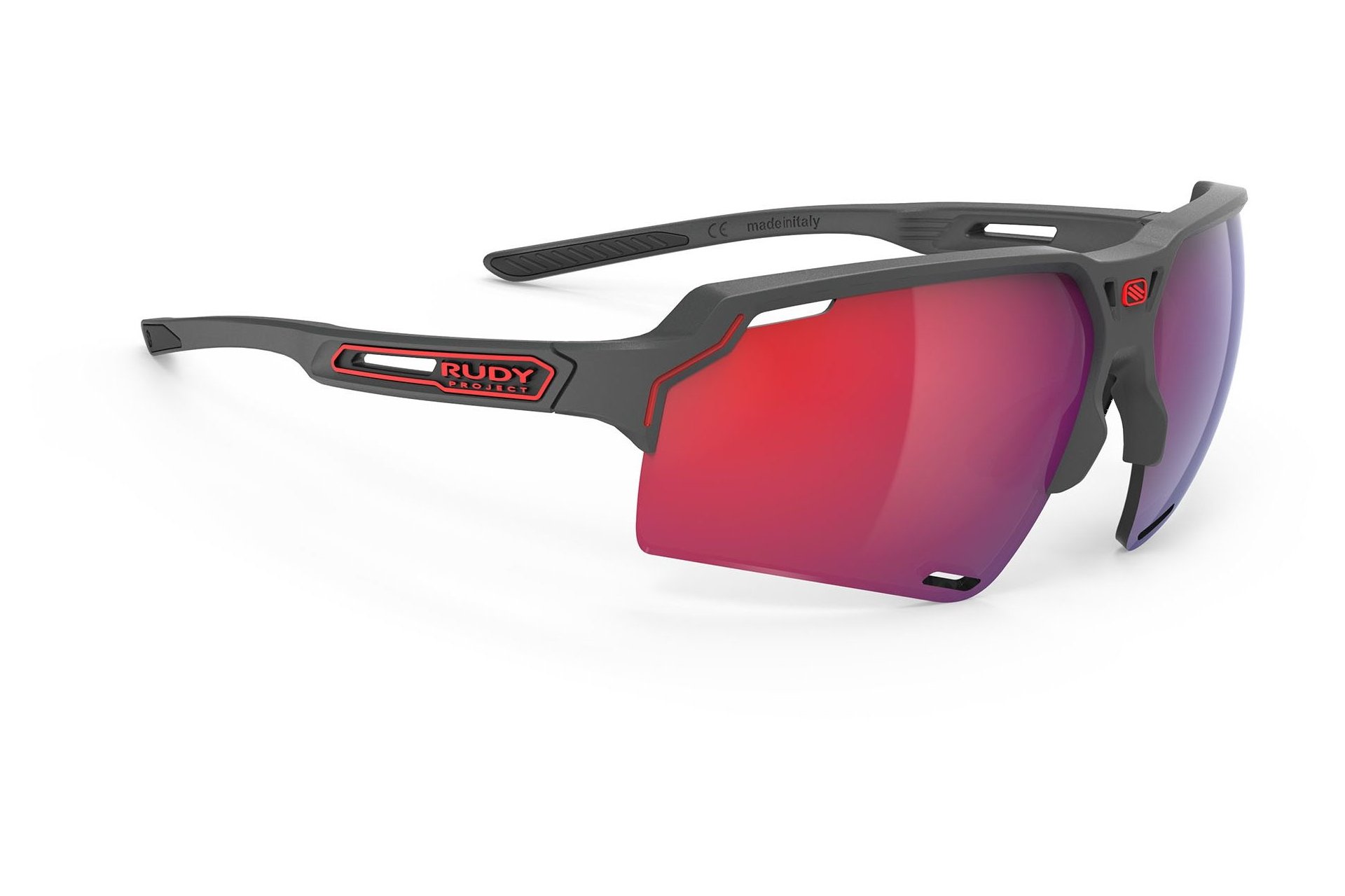 Rudy Project Deltabeat Charcoal Matte - Multilaser Red
