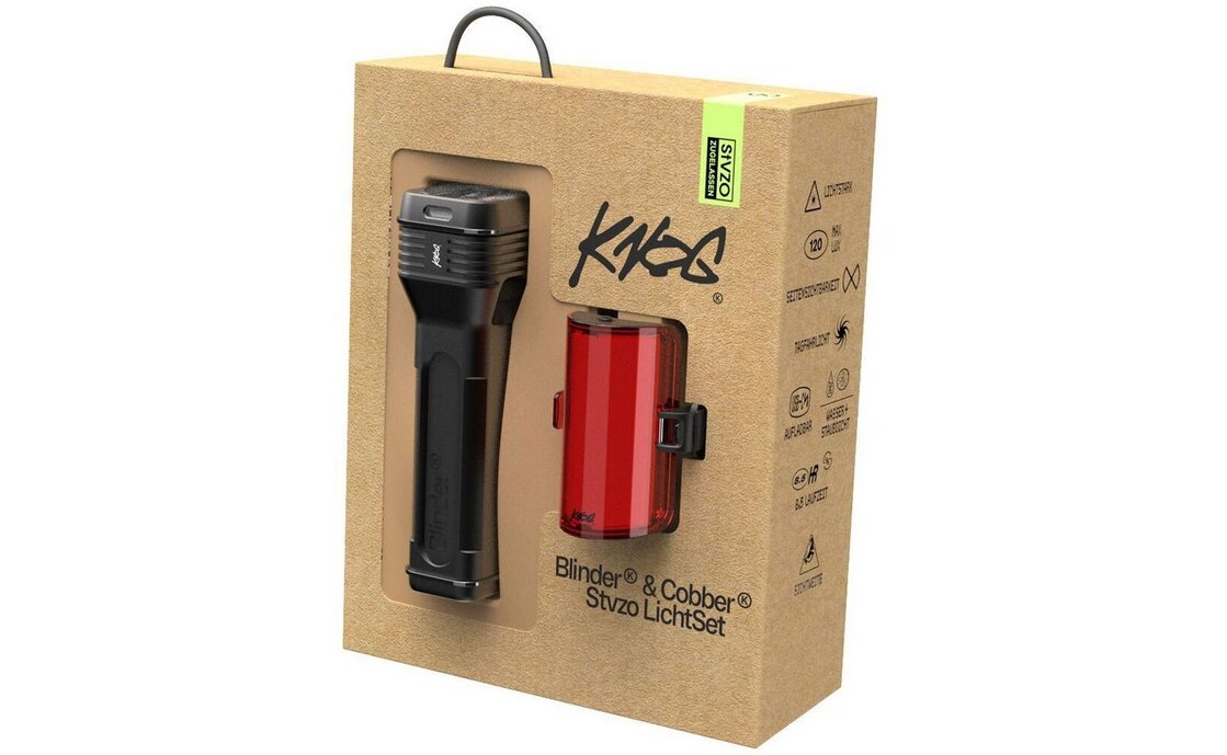 Knog Blinder 120 + Cobber Twinpack Akku Beleuchtungsset StVZO
