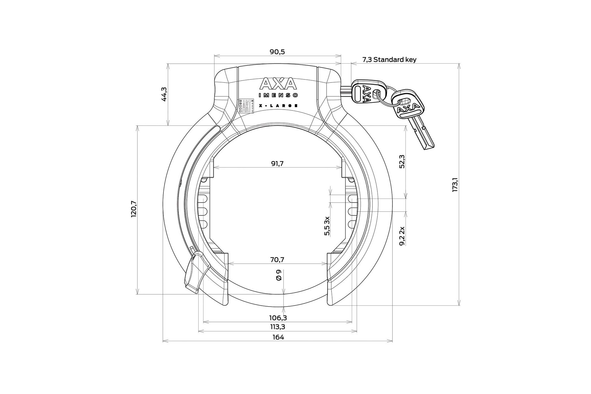 AXA Imenso X-Large Rahmenschloss - Schlüssel abziehbar