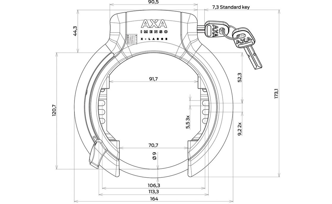 AXA Imenso X-Large Rahmenschloss - Schlüssel abziehbar