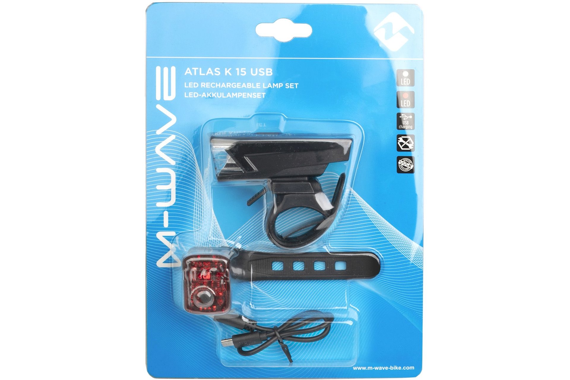 M-Wave Atlas K 15 USB Akku-Beleuchtungsset