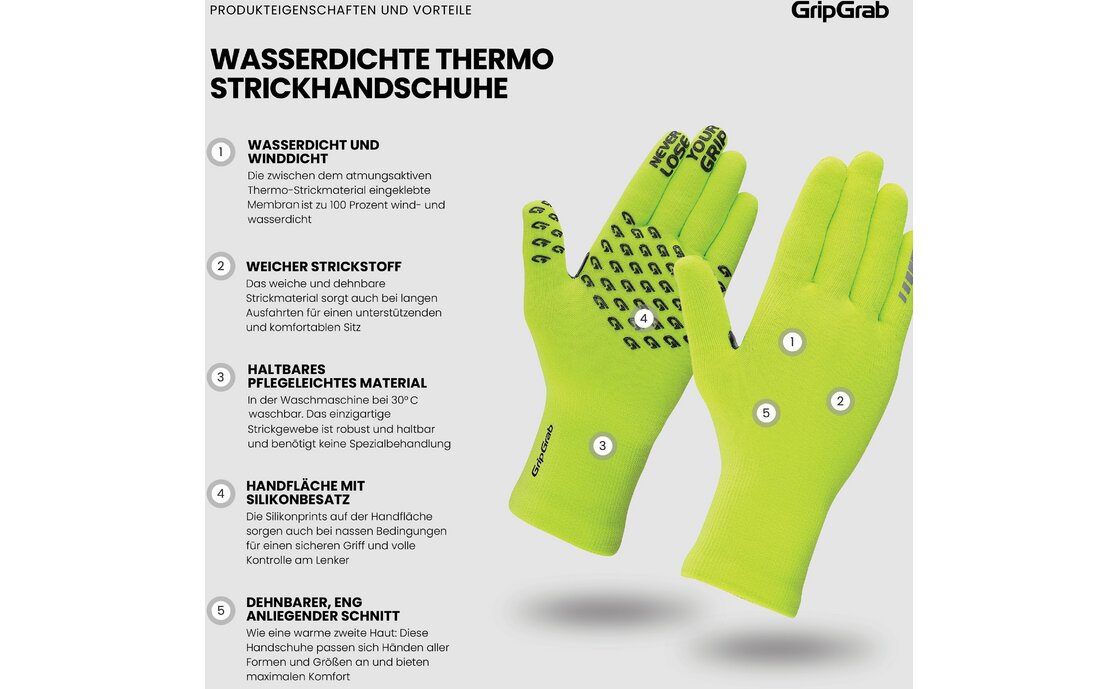 GRIPGRAB Waterproof Knitted Winter Langfinger Handschuhe