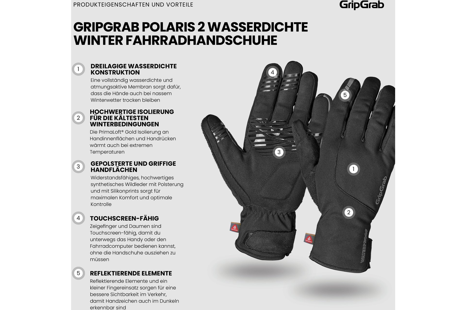 GRIPGRAB Polaris 2 Waterproof Winter Langfinger Handschuhe