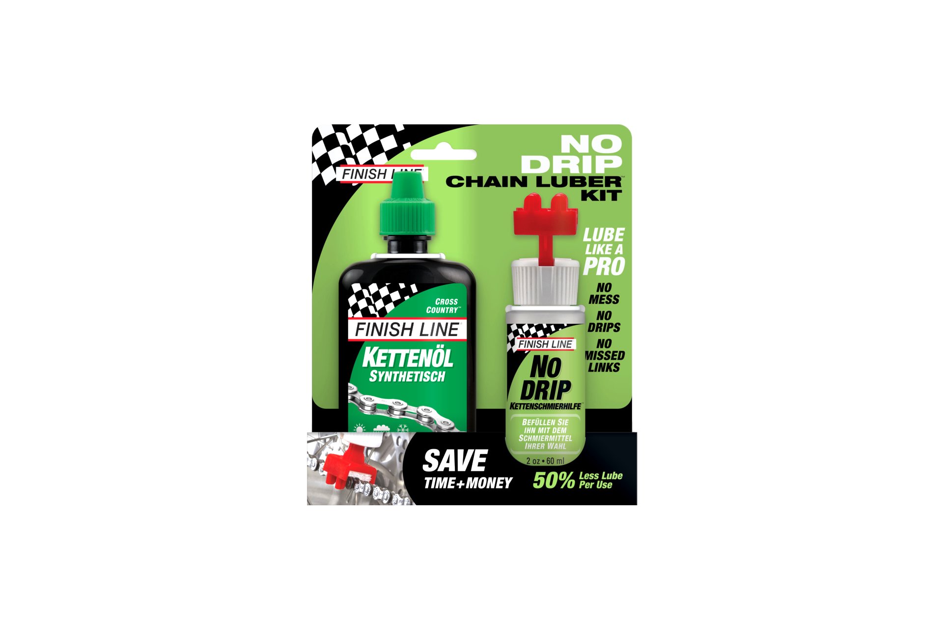 Finish Line NoDrip Chain Luber Combo 120ml WetLube