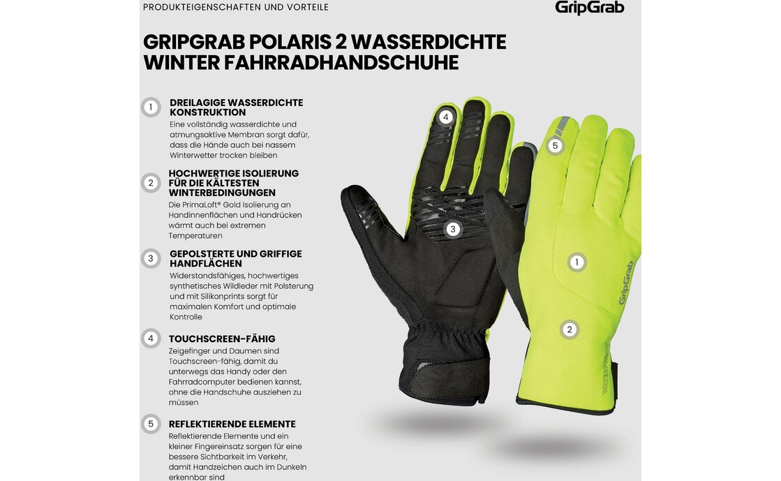 GRIPGRAB Polaris 2 Waterproof Winter Langfinger Handschuhe