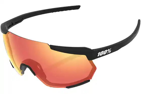 Rennrad Zubehör - 100 Percent Racetrap soft tact black / Red Multilayer Mirror Lens