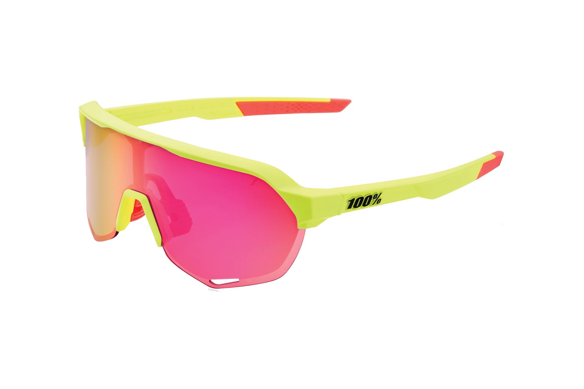 100 Percent S2 matte washed out neon yellow / Purple Multilayer Mirror L