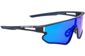 Fahrradbrillen - Swiss Eye Hurricane black matt, dark blue / blue Revo Lens