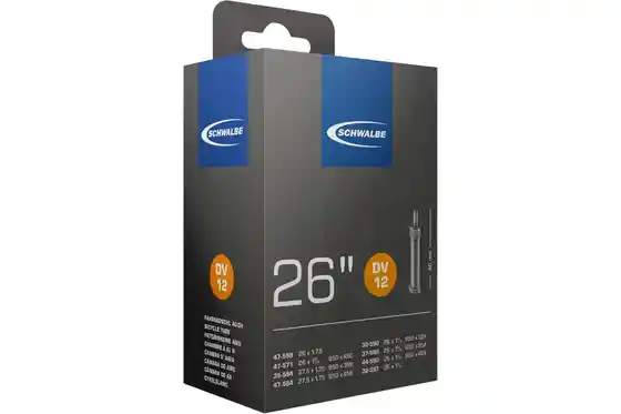 Butylkautschuk - Fahrradschläuche - Schwalbe DV12 Schlauch 26/27,5 Zoll - 40 mm