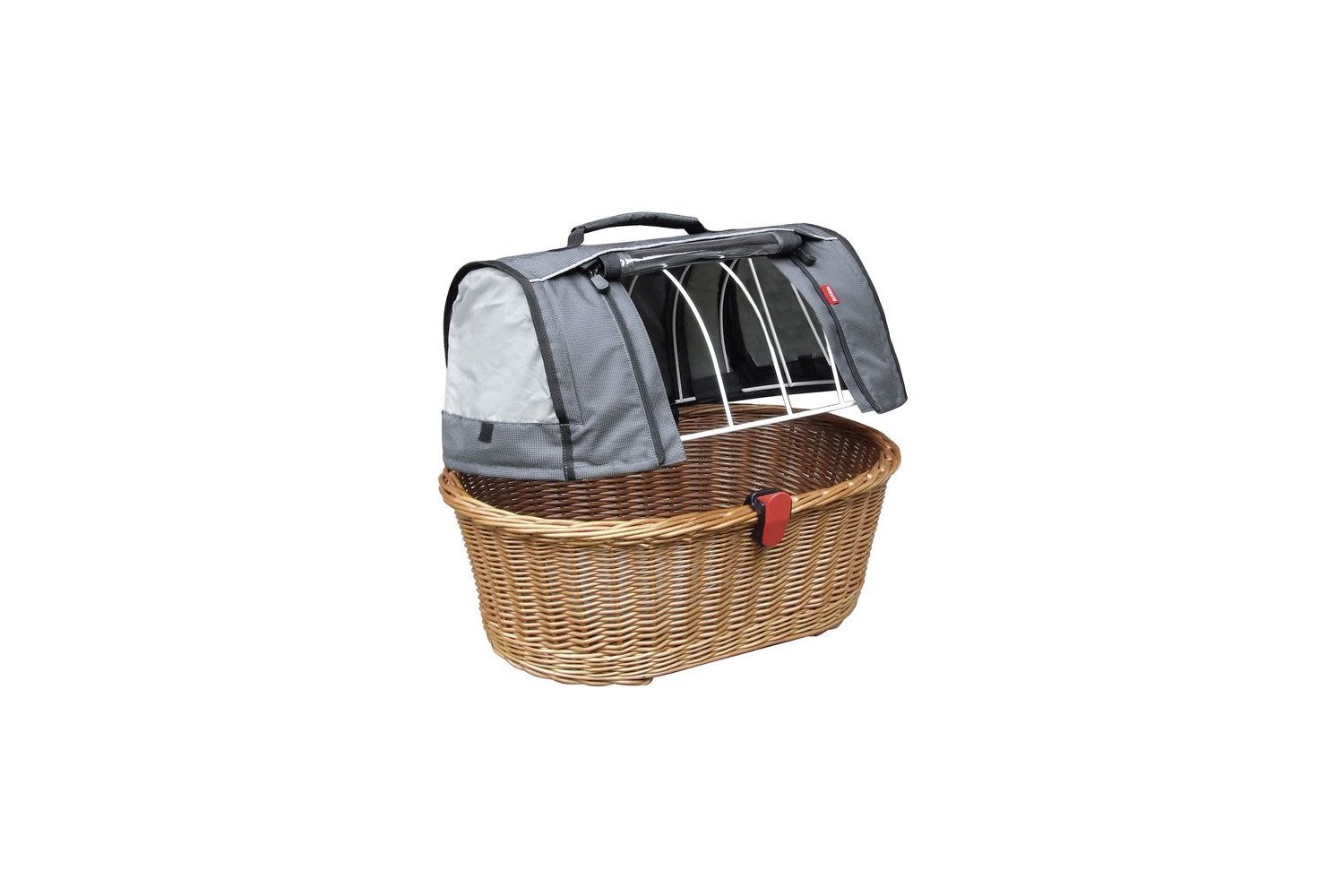 Panier à Vélo Pour Chien KLICKfix Doggy Basket Plus - Aluminium Et Osier, 52x46x36 Cm