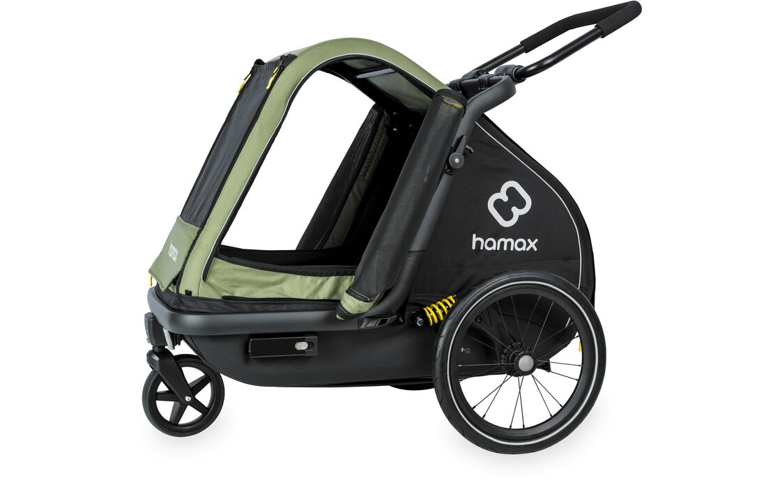 Hamax Pluto M Hundeanhänger mit Deichsel und Buggyrad