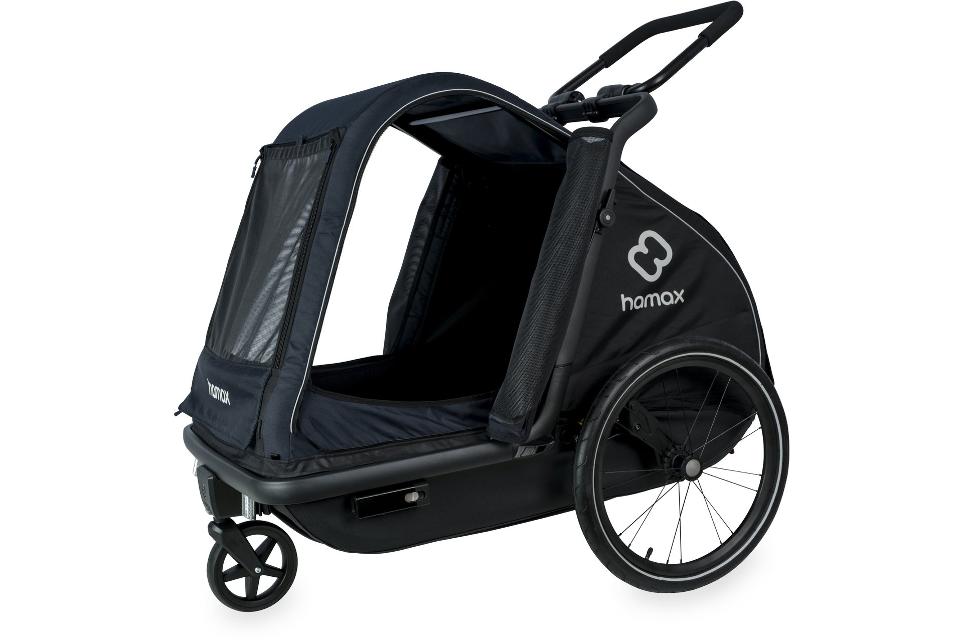 Hamax Pluto L Hundeanhänger mit Deichsel und Buggyrad