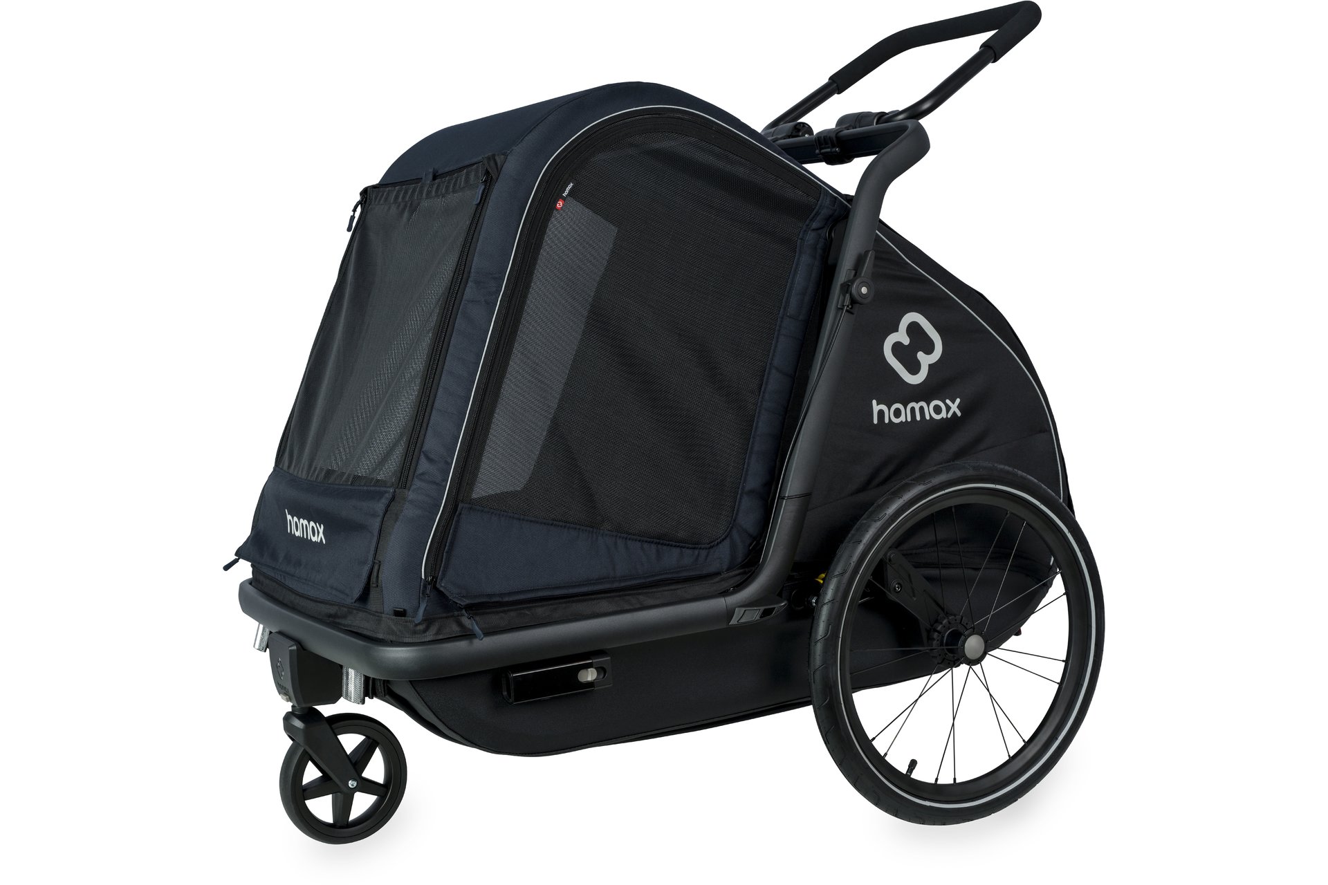 Hamax Pluto L Hundeanhänger mit Deichsel und Buggyrad