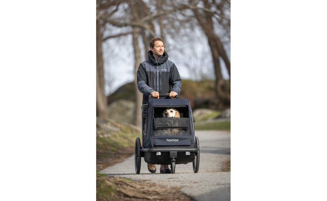 Hamax Pluto L Hundeanhänger mit Deichsel und Buggyrad