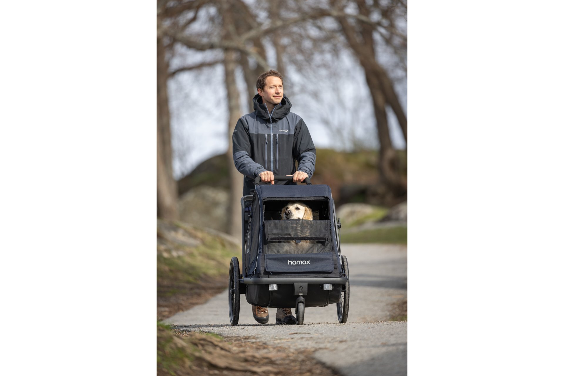Hamax Pluto L Hundeanhänger mit Deichsel und Buggyrad
