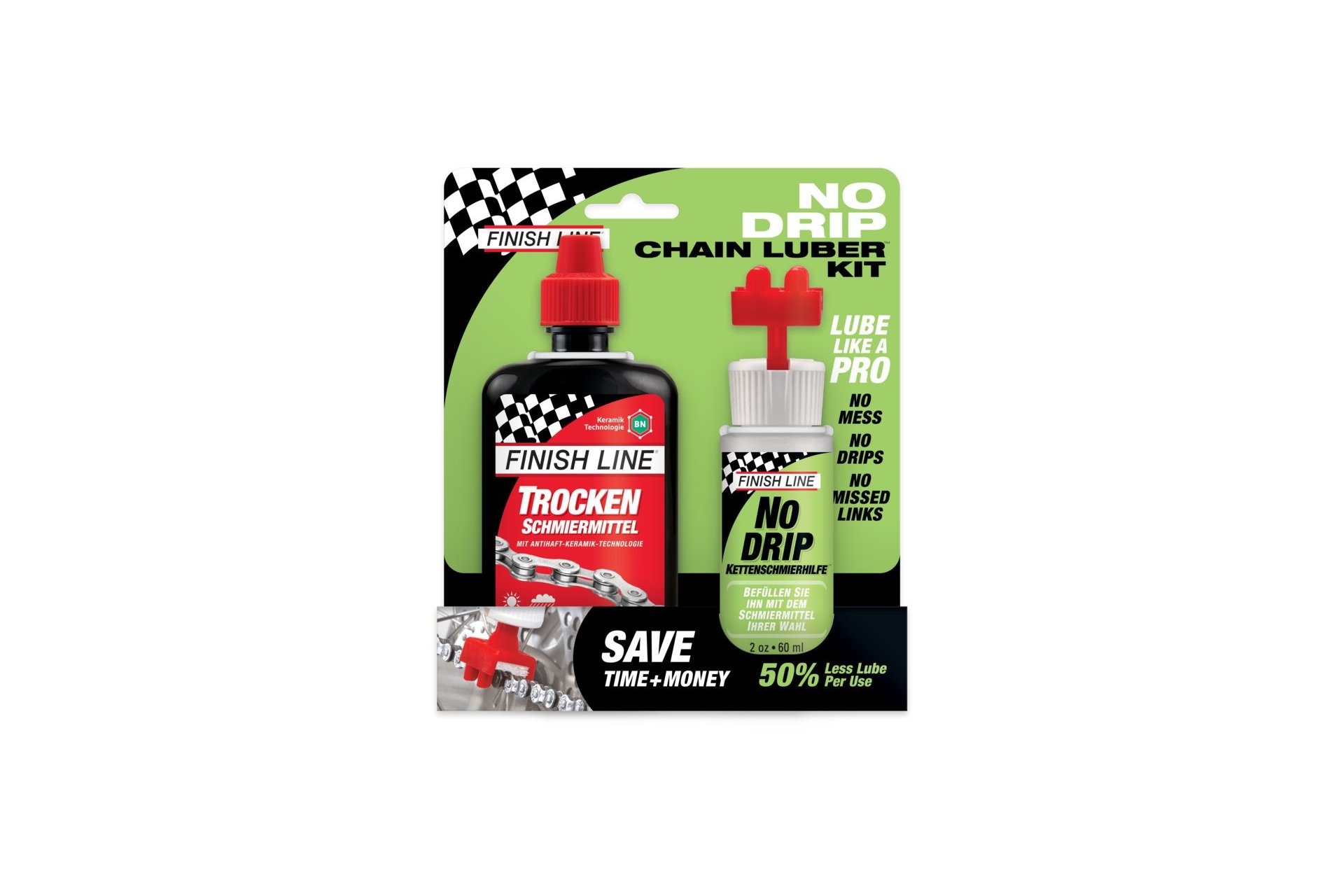 Finish Line NoDrip Chain Luber Combo 120ml DryLube