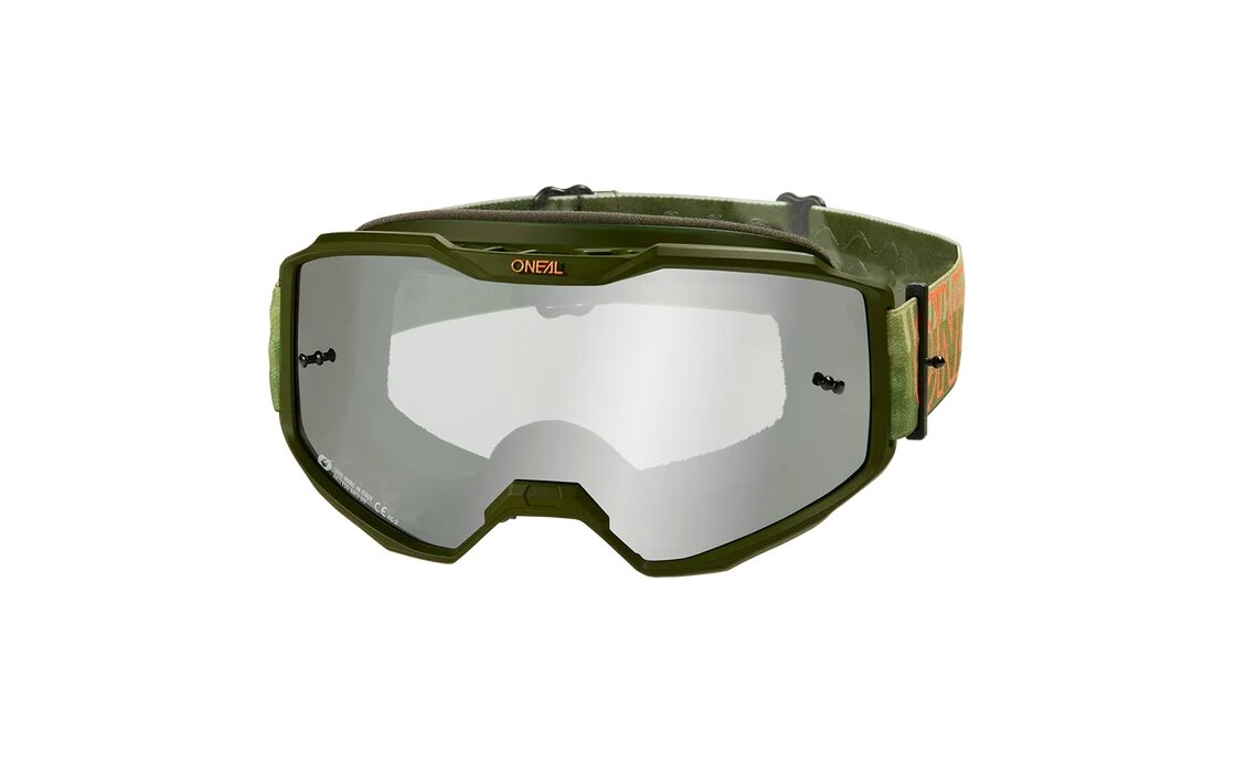 O'Neal B-10 Goggle Striped green/orange - silver mirror