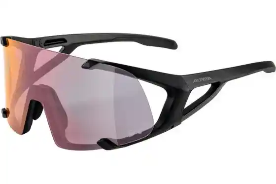 Sportbrille - Alpina Hawkeye QV black matt / Varioflex rainbow mirror lens