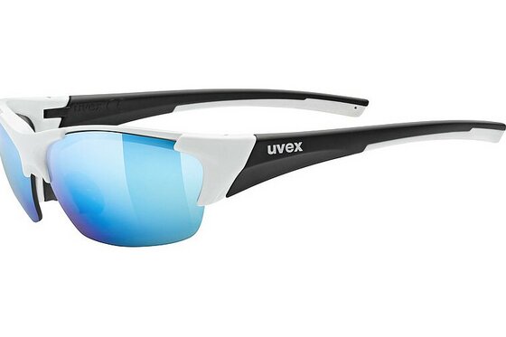 Sportbrillen Sale - Uvex Blaze III White Black Matt / Mir. Blue