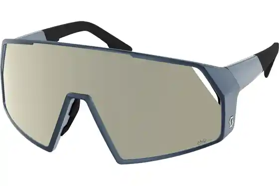 XXL Sale % - Scott Pro Shield Metallic Blau - AMP Weiß verspiegelt S2