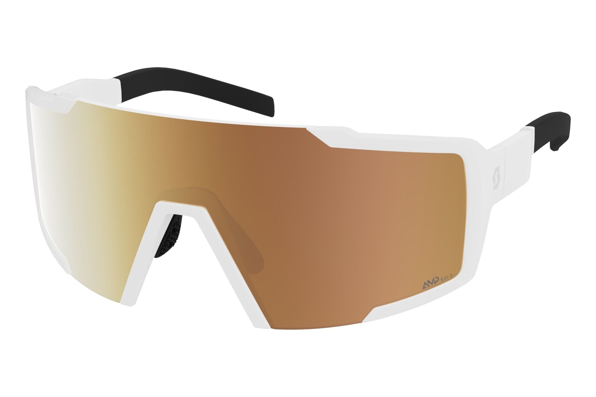 Scott Shield Compact LS white matt - AMP LS gold chrome S1-3