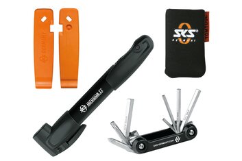 SKS - Geschenke für Fahrradfahrer - SKS Germany Set - Minipumpe, Mini-Tool, Reifenheber