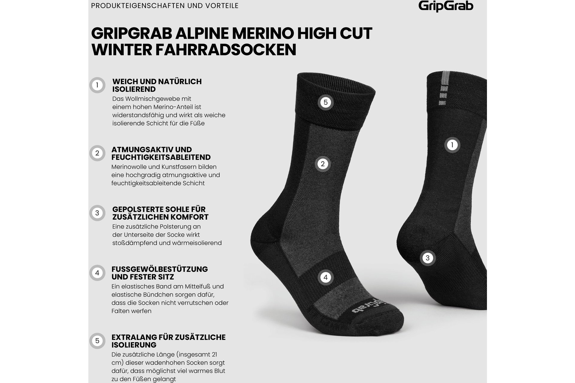 GRIPGRAB Alpine Merino High Cut Winter Socken
