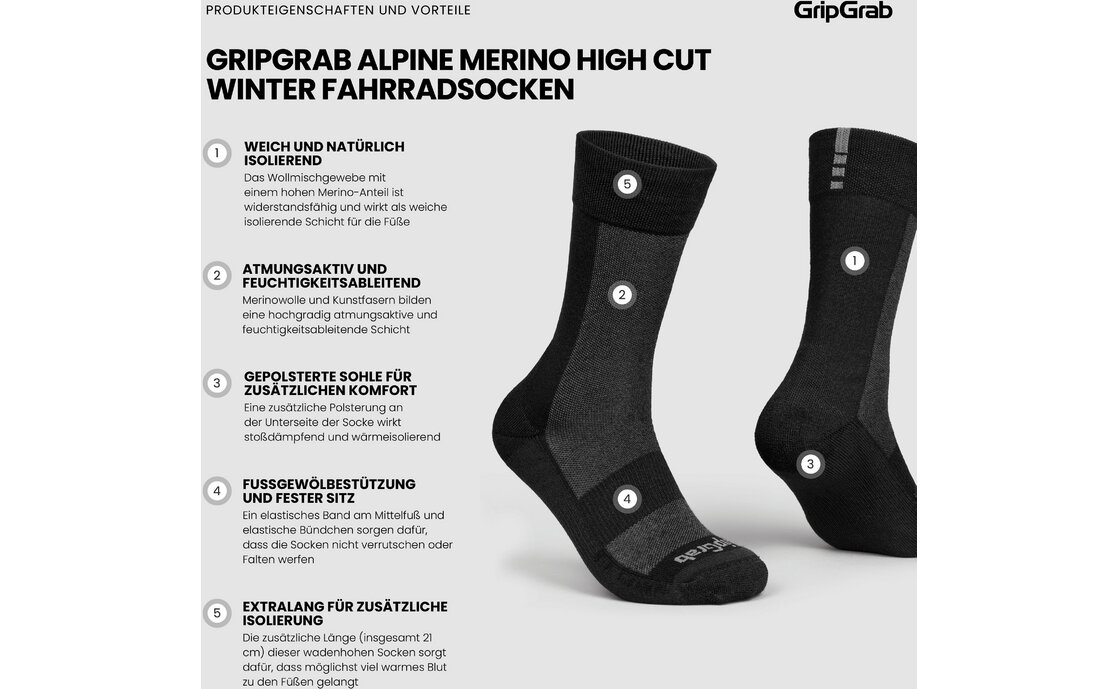 GRIPGRAB Alpine Merino High Cut Winter Socken