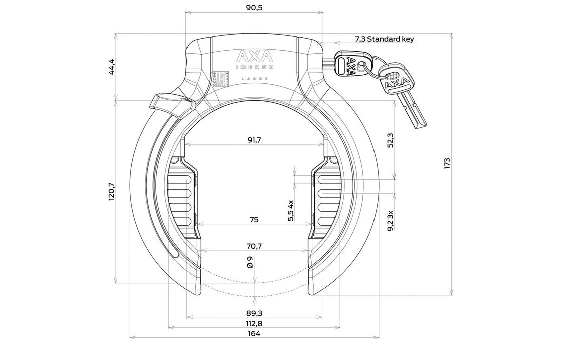 AXA Imenso Large Rahmenschloss - Schl&uuml;ssel abziehbar