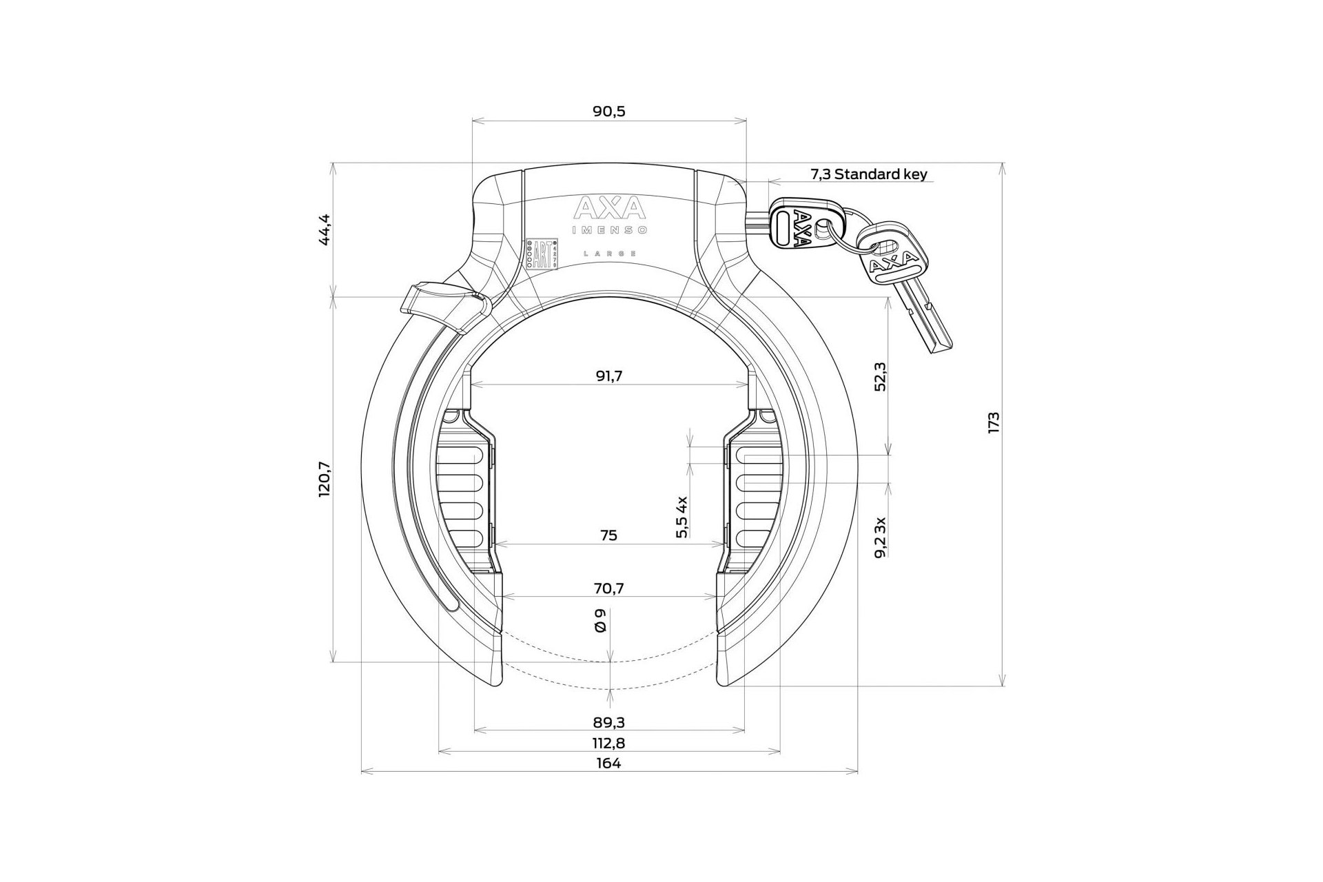 AXA Imenso Large Rahmenschloss - Schl&uuml;ssel abziehbar