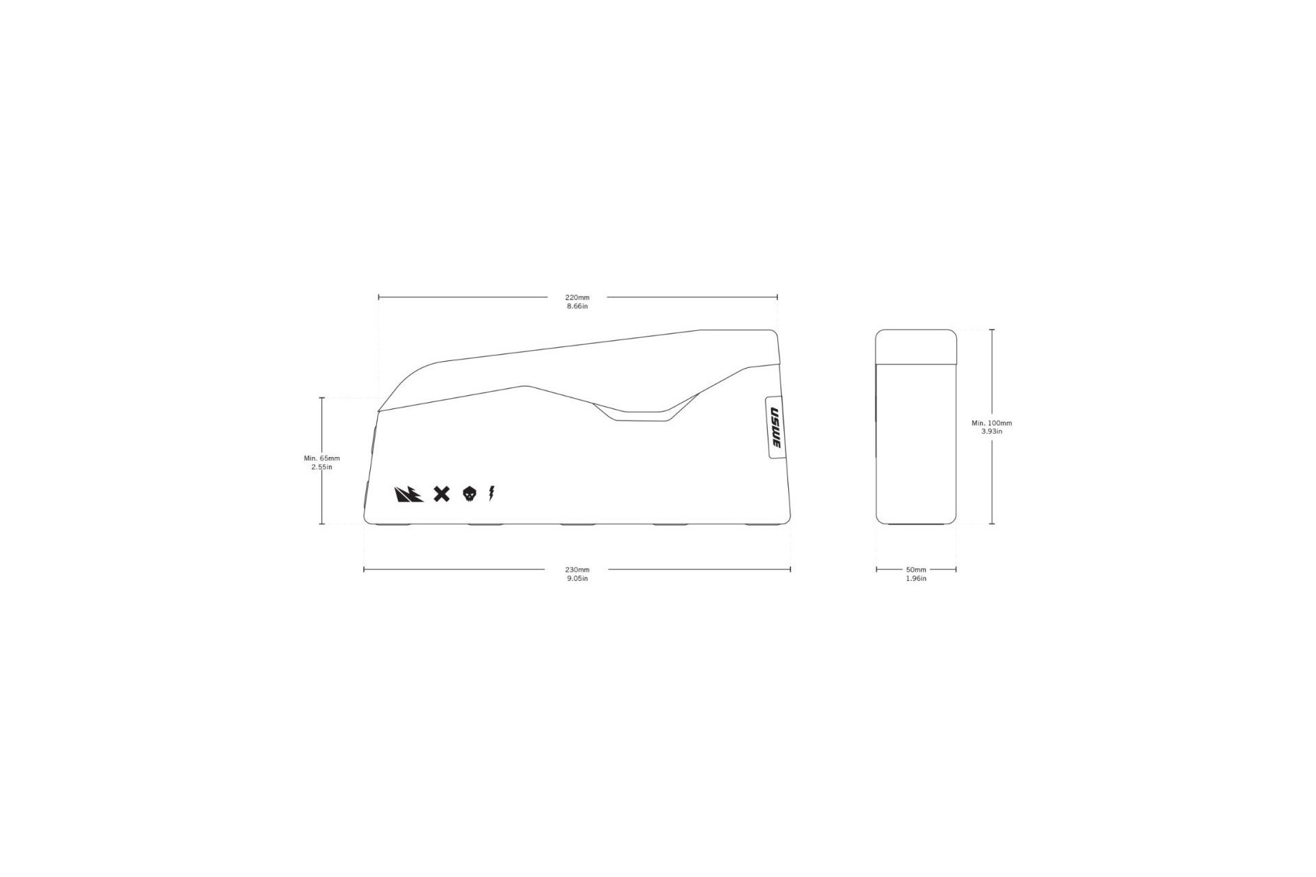 USWE Oberrohrtasche mit Rei&szlig;verschluss 1,3 L