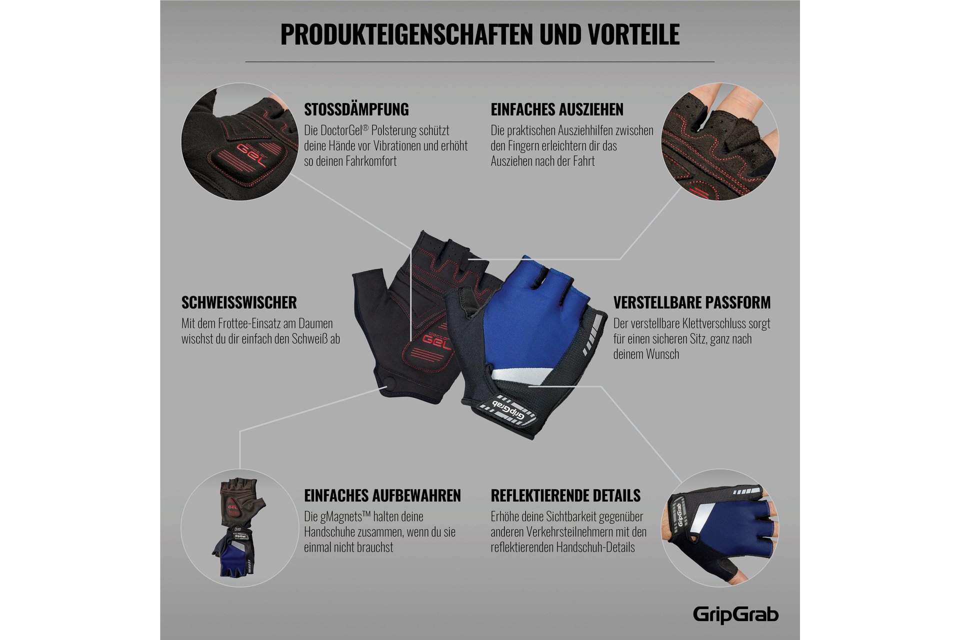 GRIPGRAB SuperGel Padded Kurzfinger Handschuhe