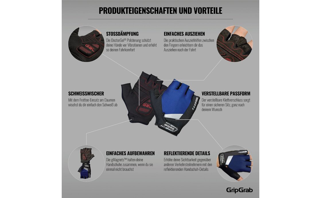 GRIPGRAB SuperGel Padded Kurzfinger Handschuhe