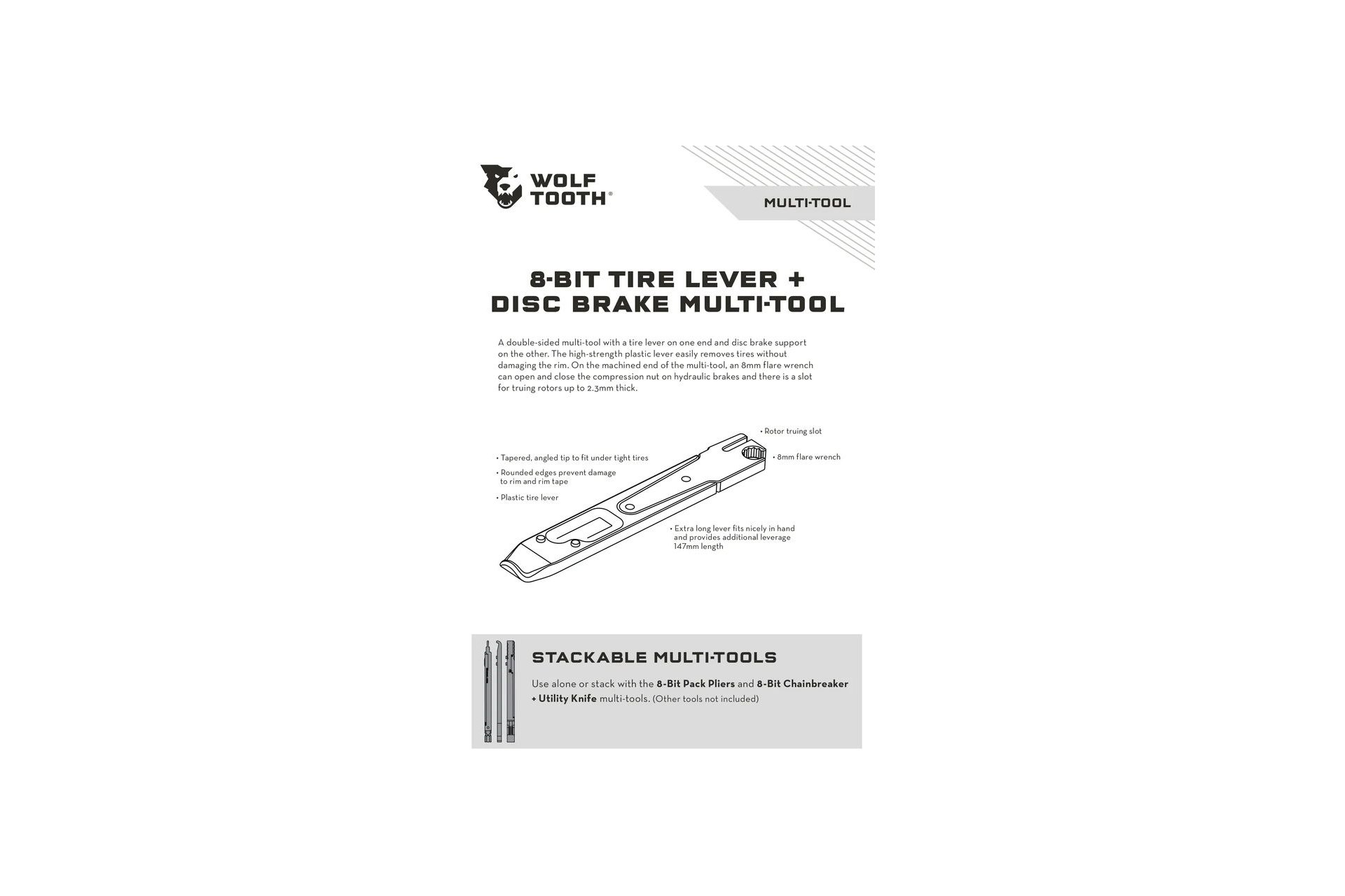 Wolftooth 8-Bit Tire Lever + Disc Brakes Multitool