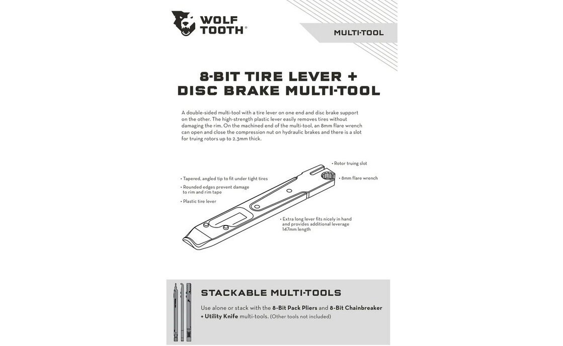 Wolftooth 8-Bit Tire Lever + Disc Brakes Multitool