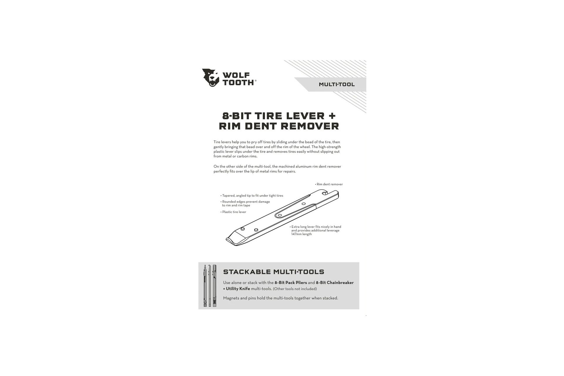 Wolftooth 8-Bit Reifenheber + Dellenentferner für Felgen Multitool