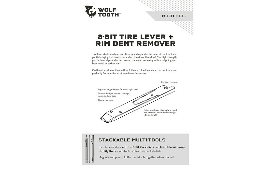 Wolftooth 8-Bit Reifenheber + Dellenentferner für Felgen Multitool