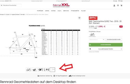 Rennrad Geometriedaten auf dem Desktop finden Rennrad Geometriedaten auf dem Desktop finden