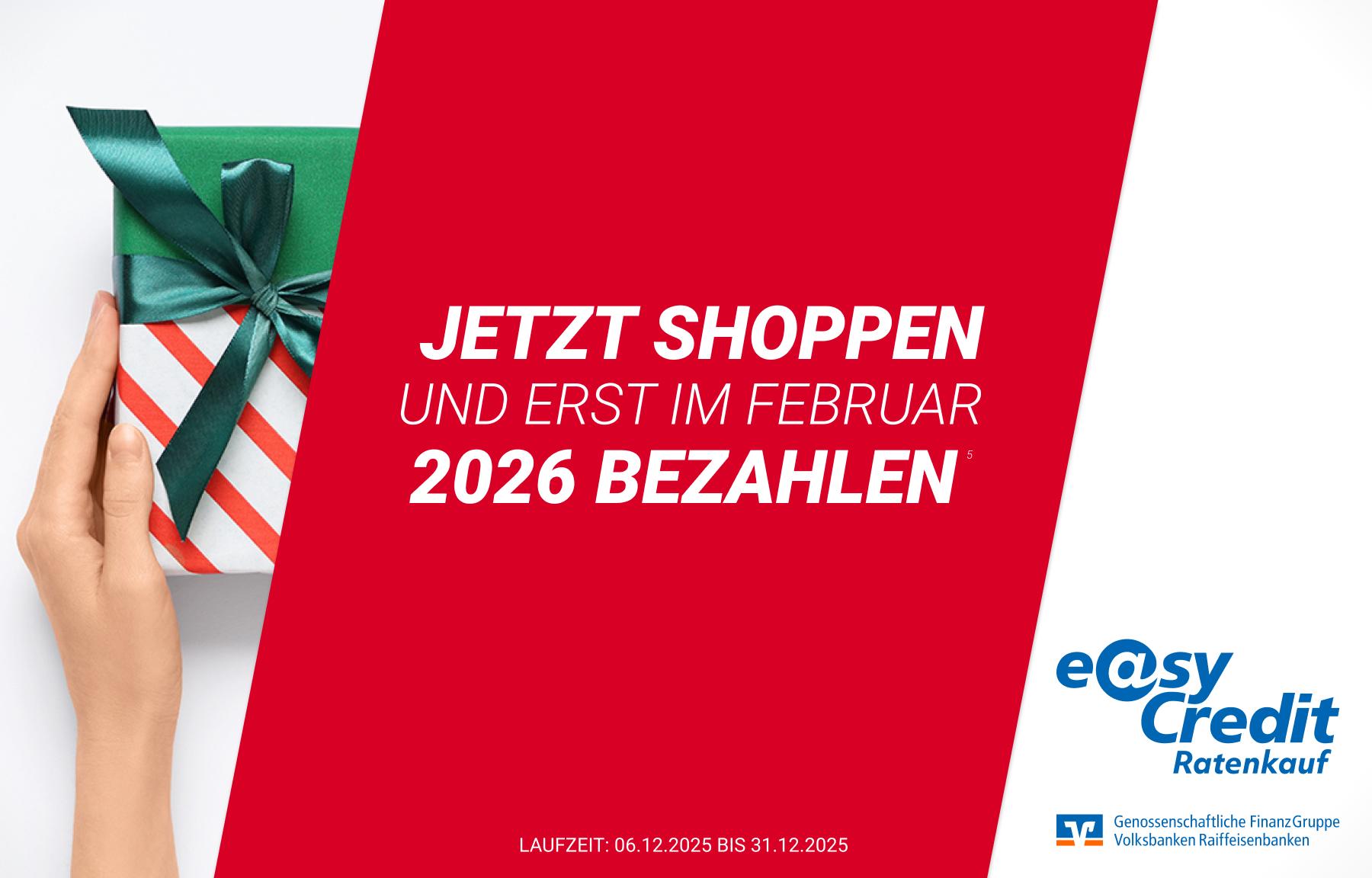 Jetzt shoppen und erst im Februar 2026 zahlen