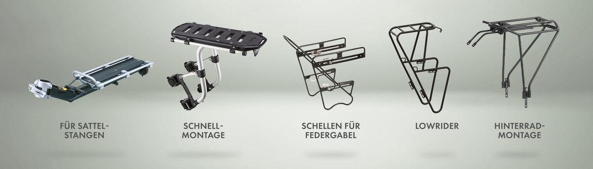 Auswahl verschiedener Gep&auml;cktr&auml;gerarten