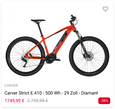 Carver Strict E.410 - 500 Wh - 29 Zoll - Diamant