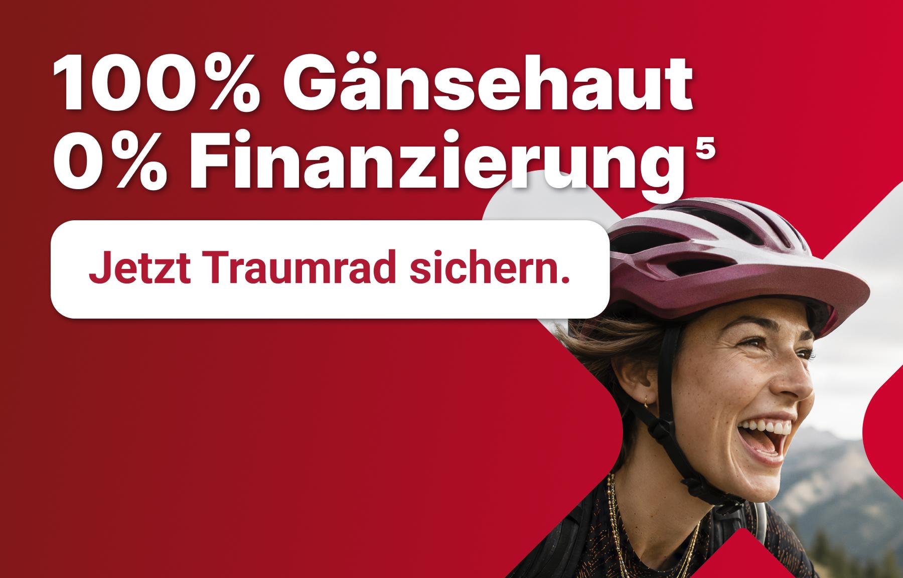 Fahrradfinanzierung Banner mit G&auml;nsehaut